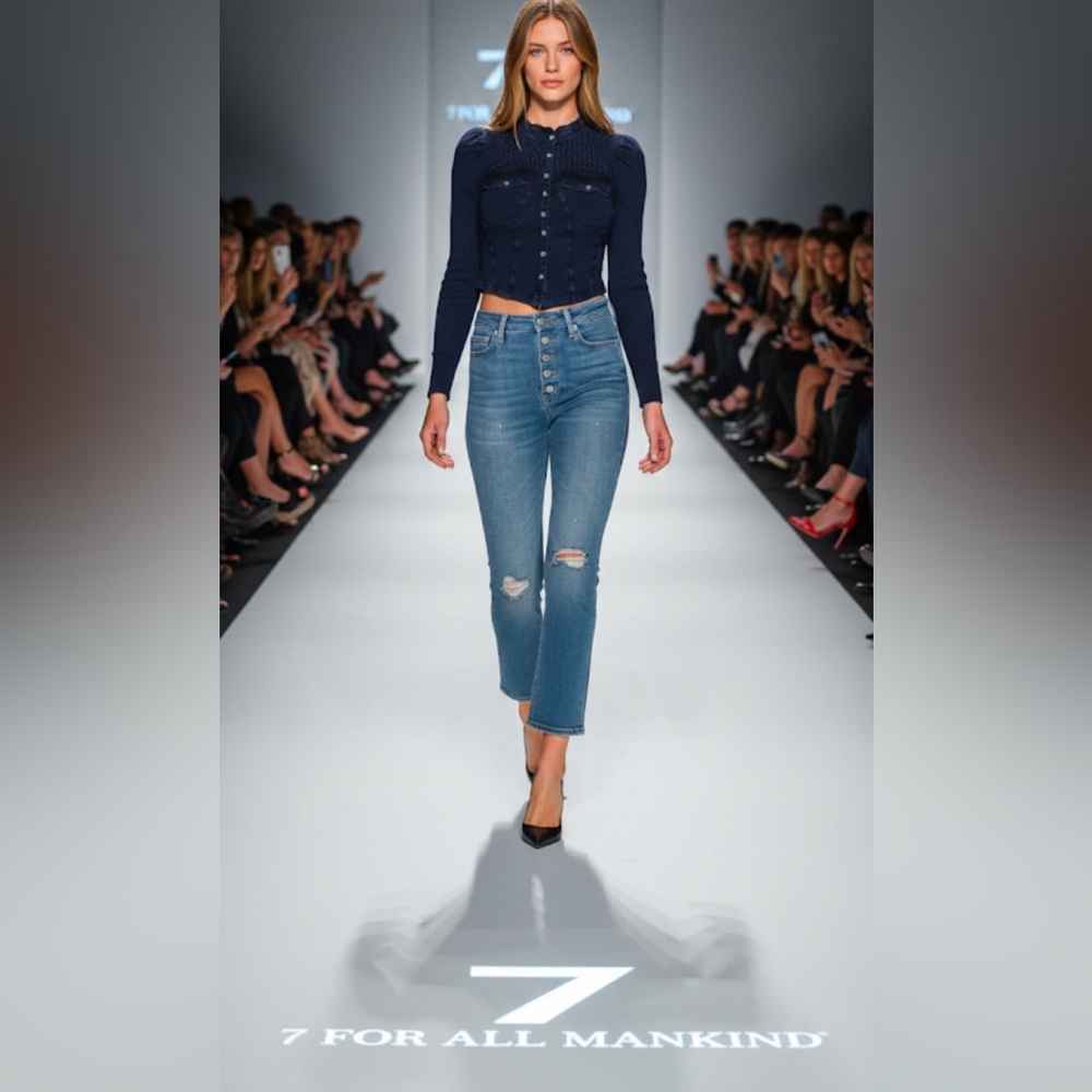 Authentic 7 For All Mankind luxe vintage designer high rise jeans sz 27